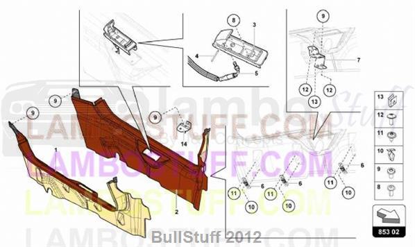 2014 Lamborghini AVENTADOR LP720-4 COUPE 50th EUROPE PILLAR TRIM (853.02.00)
